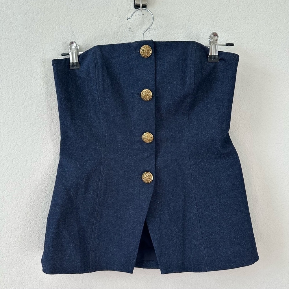 VERONICA BEARD Forman Strapless Denim Navy Bustier Top SZ US 2 - Picture 3 of 8